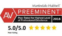 Martindale-Hubbel, AV Preeminent, Peer Rated for Highest Level of Professional Excellence, 5.0/5.0 Peer Rating