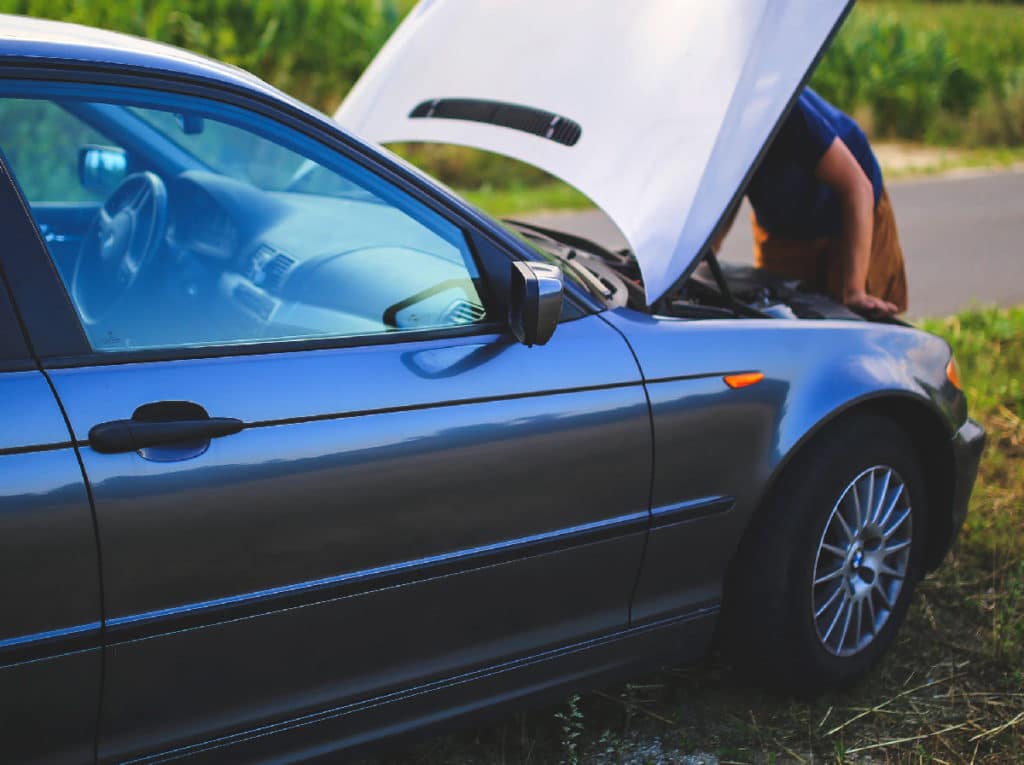 Car Accident, Man with Broken Car