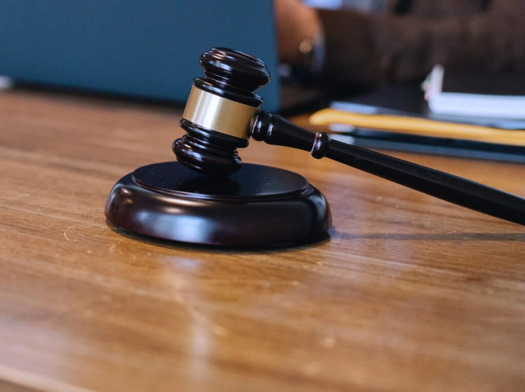 lawyer at desk with gavel