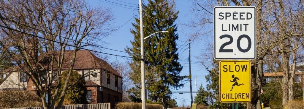 speed limit sign in neighborhood