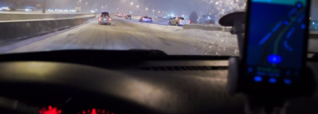 driver on road with a lot of snow